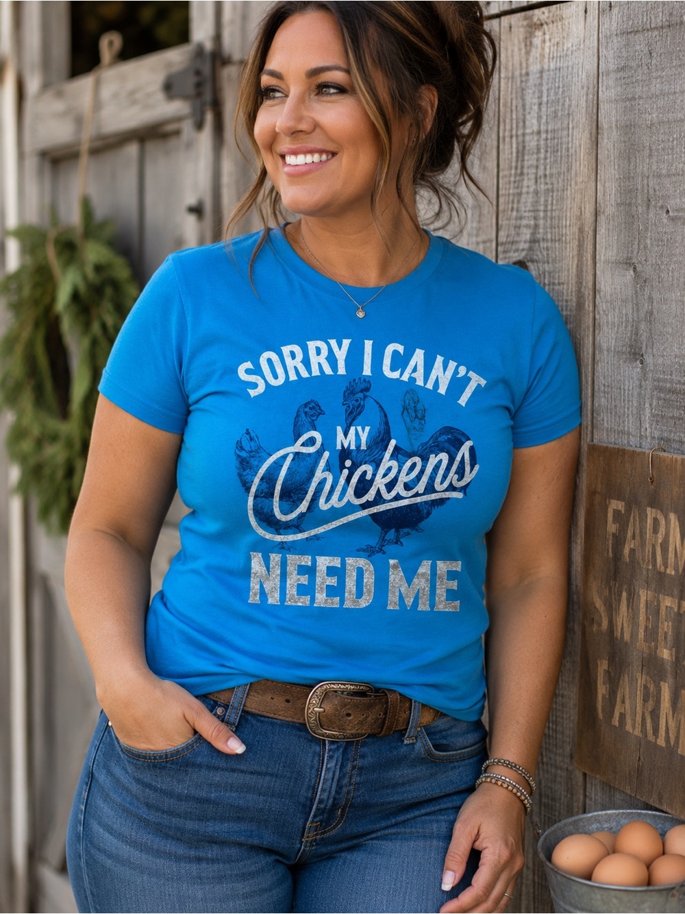 Sorry I Can't My Chickens Need Me Graphic Tshirt NWT - Picture 1 of 5